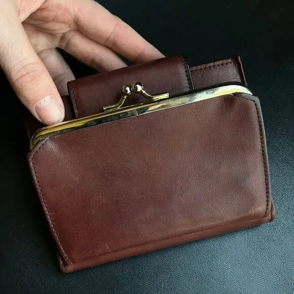 VTG Buxton Cowhide Wallet Snap & Kiss-Lock Change Pocket Brown 5"x4" - Picture 9 of 10